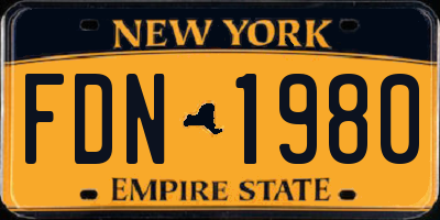 NY license plate FDN1980