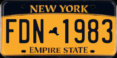 NY license plate FDN1983