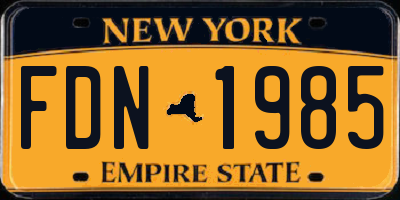 NY license plate FDN1985
