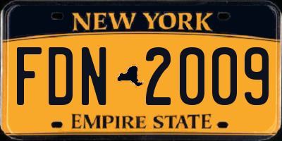 NY license plate FDN2009