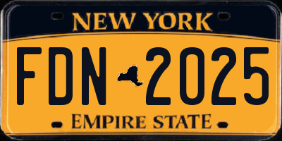 NY license plate FDN2025