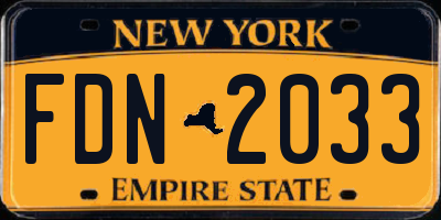 NY license plate FDN2033