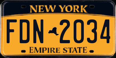 NY license plate FDN2034