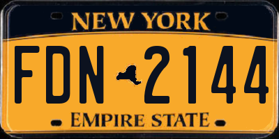 NY license plate FDN2144