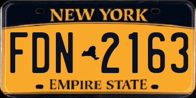 NY license plate FDN2163