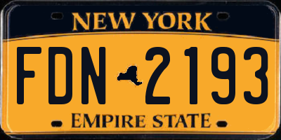 NY license plate FDN2193