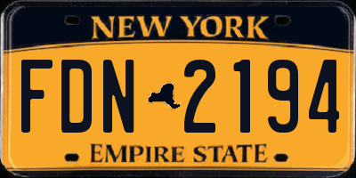 NY license plate FDN2194