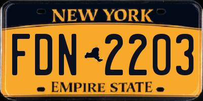 NY license plate FDN2203