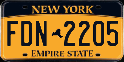 NY license plate FDN2205