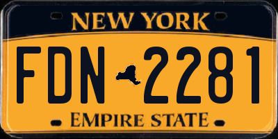 NY license plate FDN2281