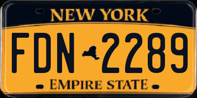 NY license plate FDN2289