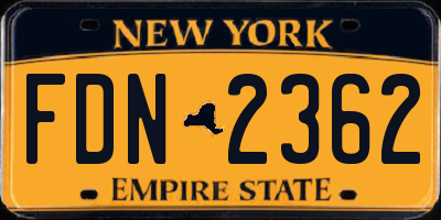 NY license plate FDN2362