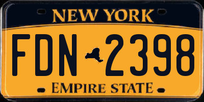 NY license plate FDN2398