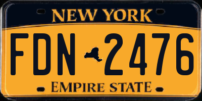 NY license plate FDN2476