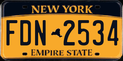 NY license plate FDN2534