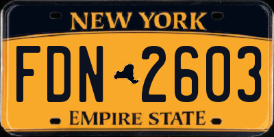 NY license plate FDN2603