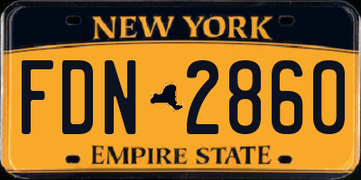 NY license plate FDN2860