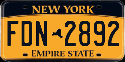 NY license plate FDN2892