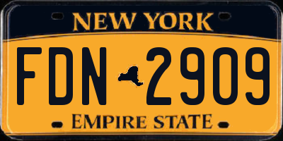 NY license plate FDN2909