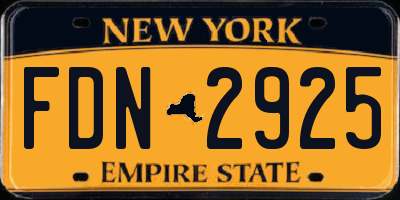 NY license plate FDN2925