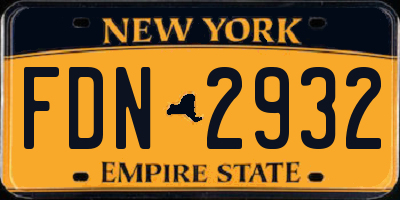 NY license plate FDN2932