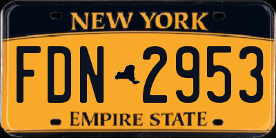 NY license plate FDN2953