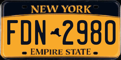 NY license plate FDN2980