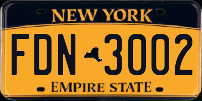 NY license plate FDN3002