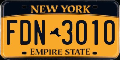 NY license plate FDN3010