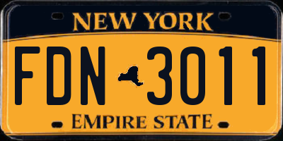 NY license plate FDN3011