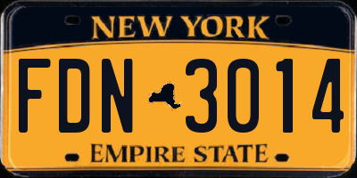 NY license plate FDN3014