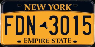 NY license plate FDN3015