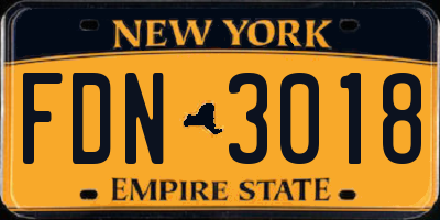 NY license plate FDN3018