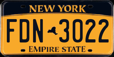 NY license plate FDN3022