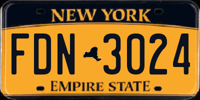 NY license plate FDN3024