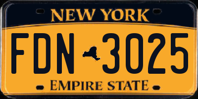 NY license plate FDN3025