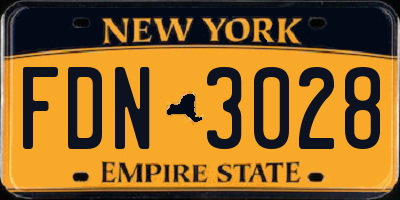 NY license plate FDN3028