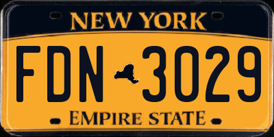 NY license plate FDN3029