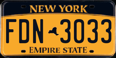 NY license plate FDN3033