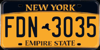 NY license plate FDN3035