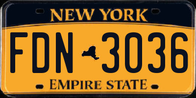 NY license plate FDN3036