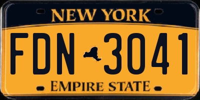 NY license plate FDN3041