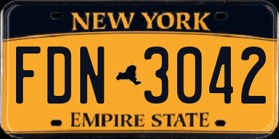NY license plate FDN3042