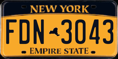 NY license plate FDN3043