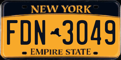 NY license plate FDN3049