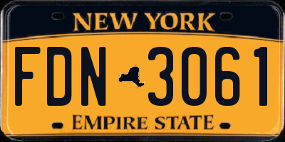 NY license plate FDN3061