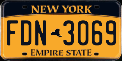 NY license plate FDN3069