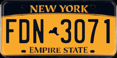 NY license plate FDN3071