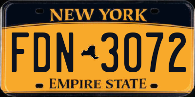 NY license plate FDN3072