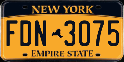 NY license plate FDN3075